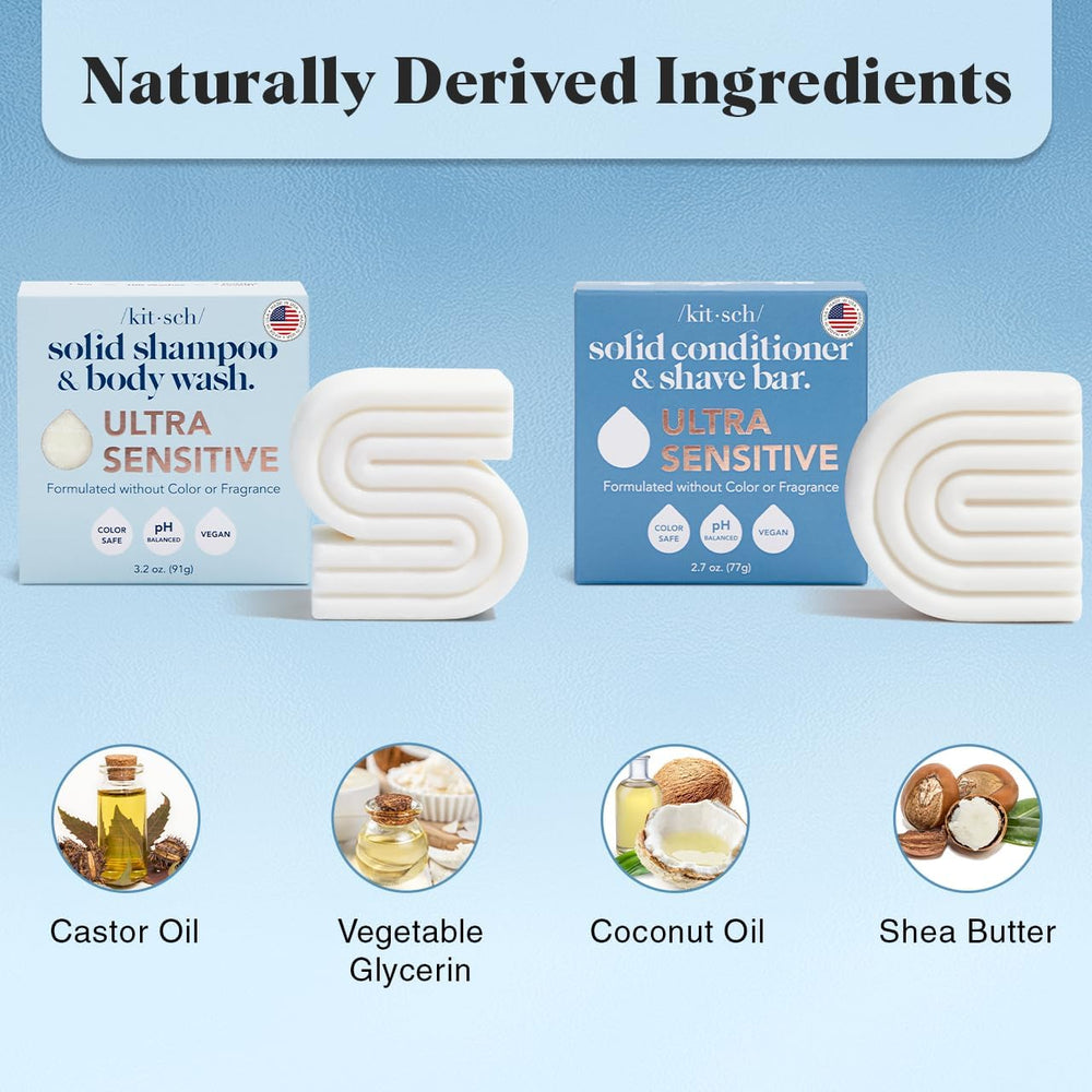 Kitsch Ultra Sensitive USA-made label signaling ethical production and skin-friendly design.