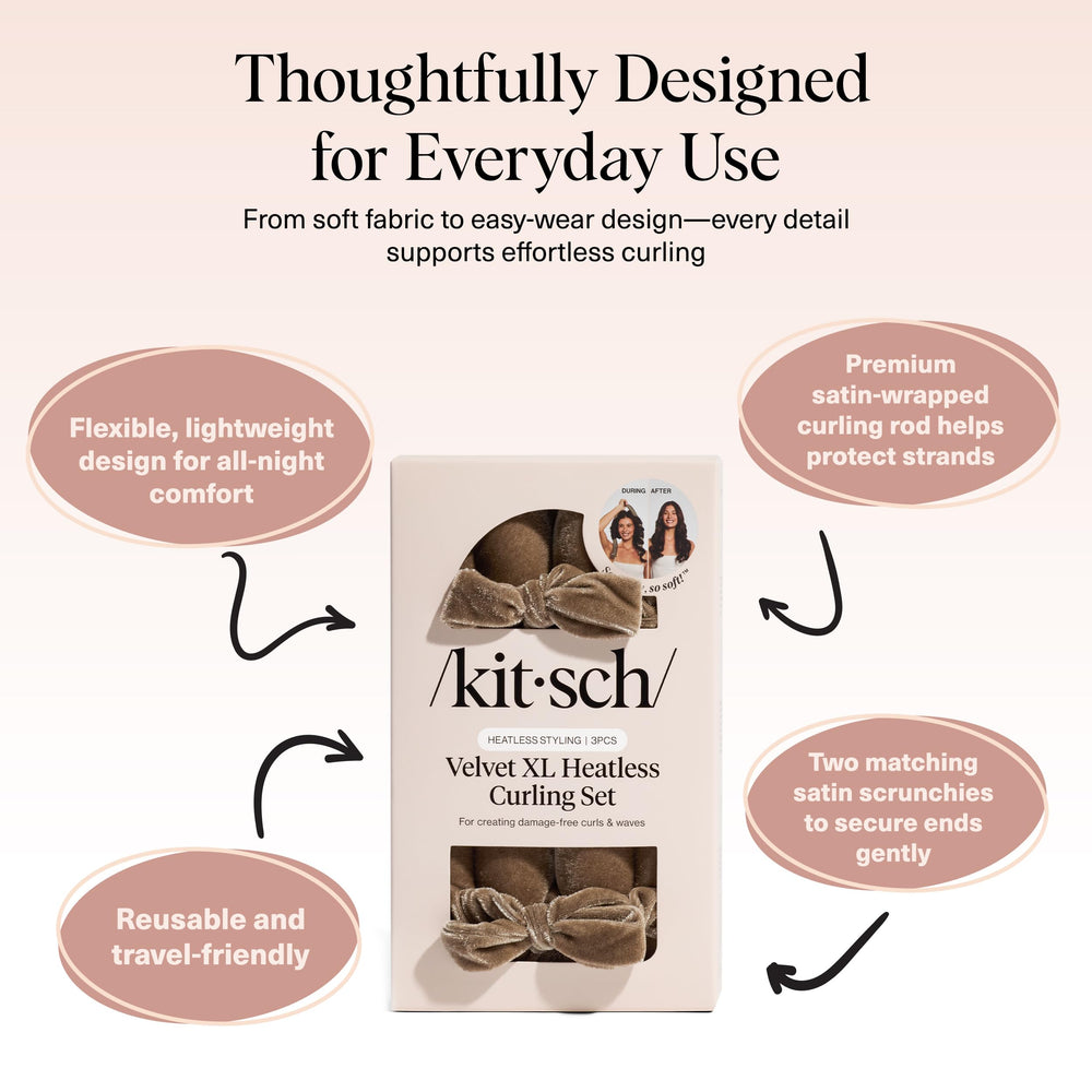 Kitsch Velvet XL no-slip velvet grip keeps hair in place.