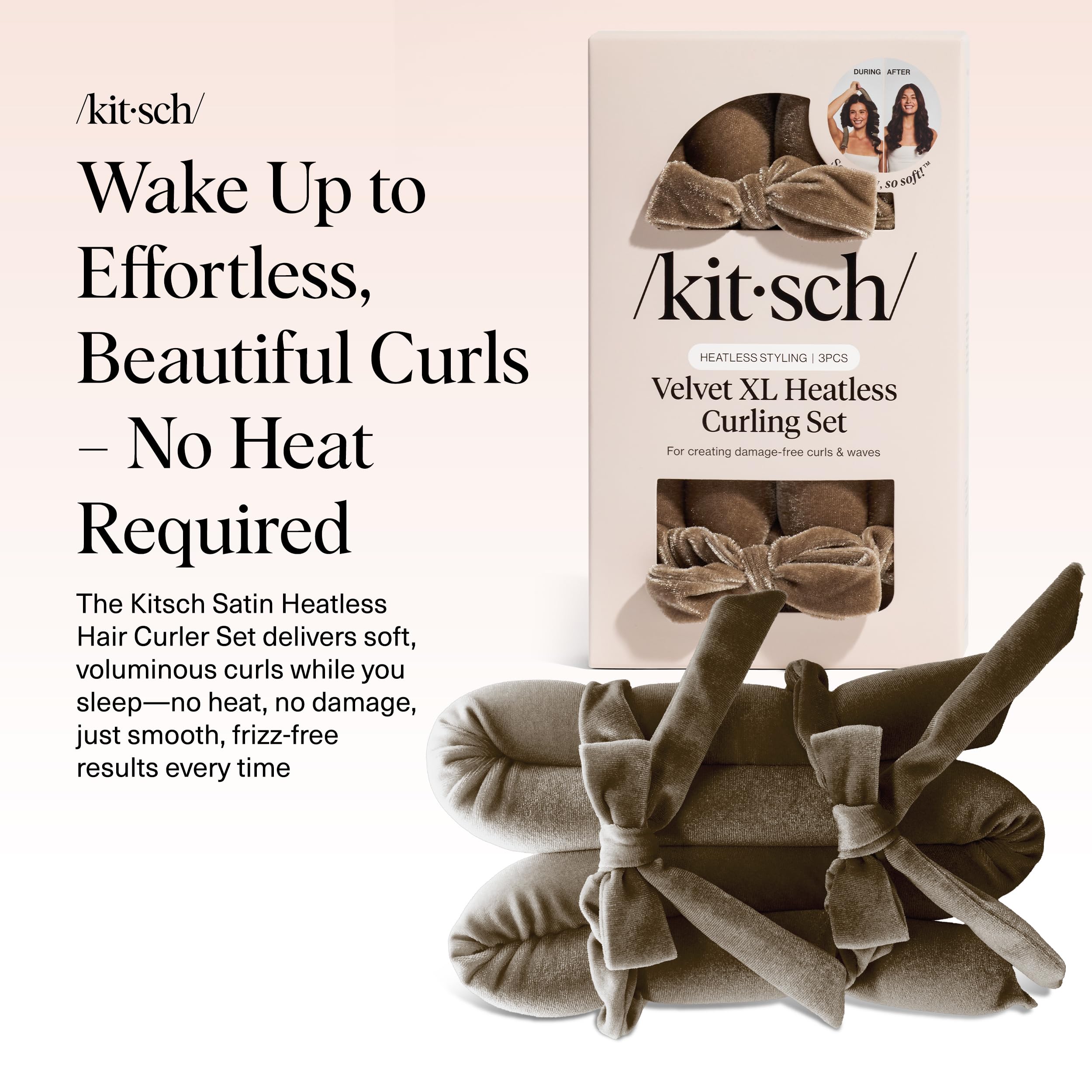 Kitsch Velvet XL velvet scrunchies secure hair without denting.