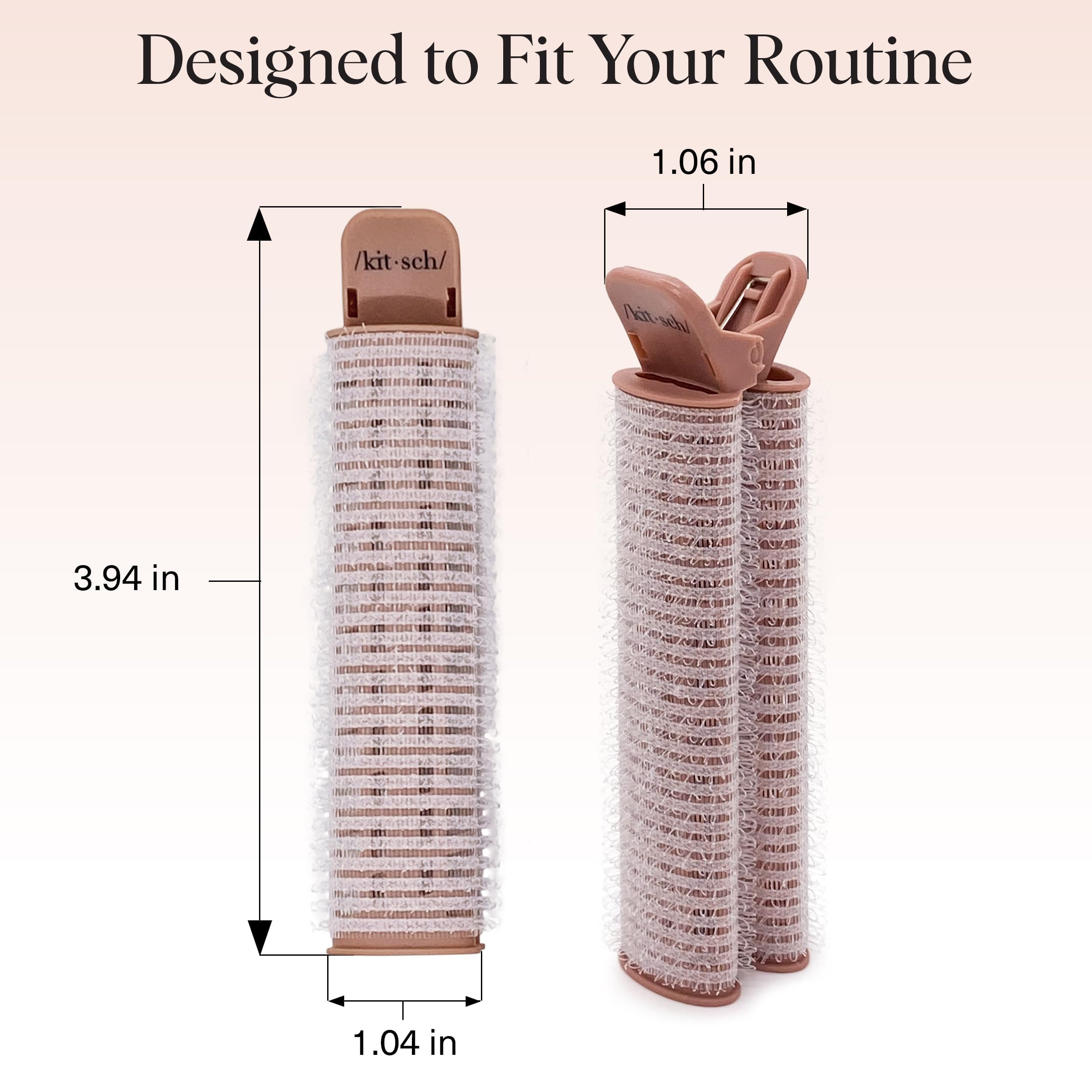 Kitsch volumizing clips on detangled hair deliver gentle, secure hold.