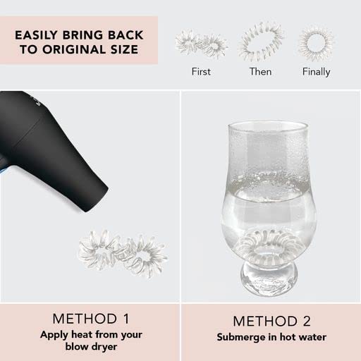 Kitsch waterproof spiral hair tie on wet hair demonstrates hygienic, non-absorbent plastic.