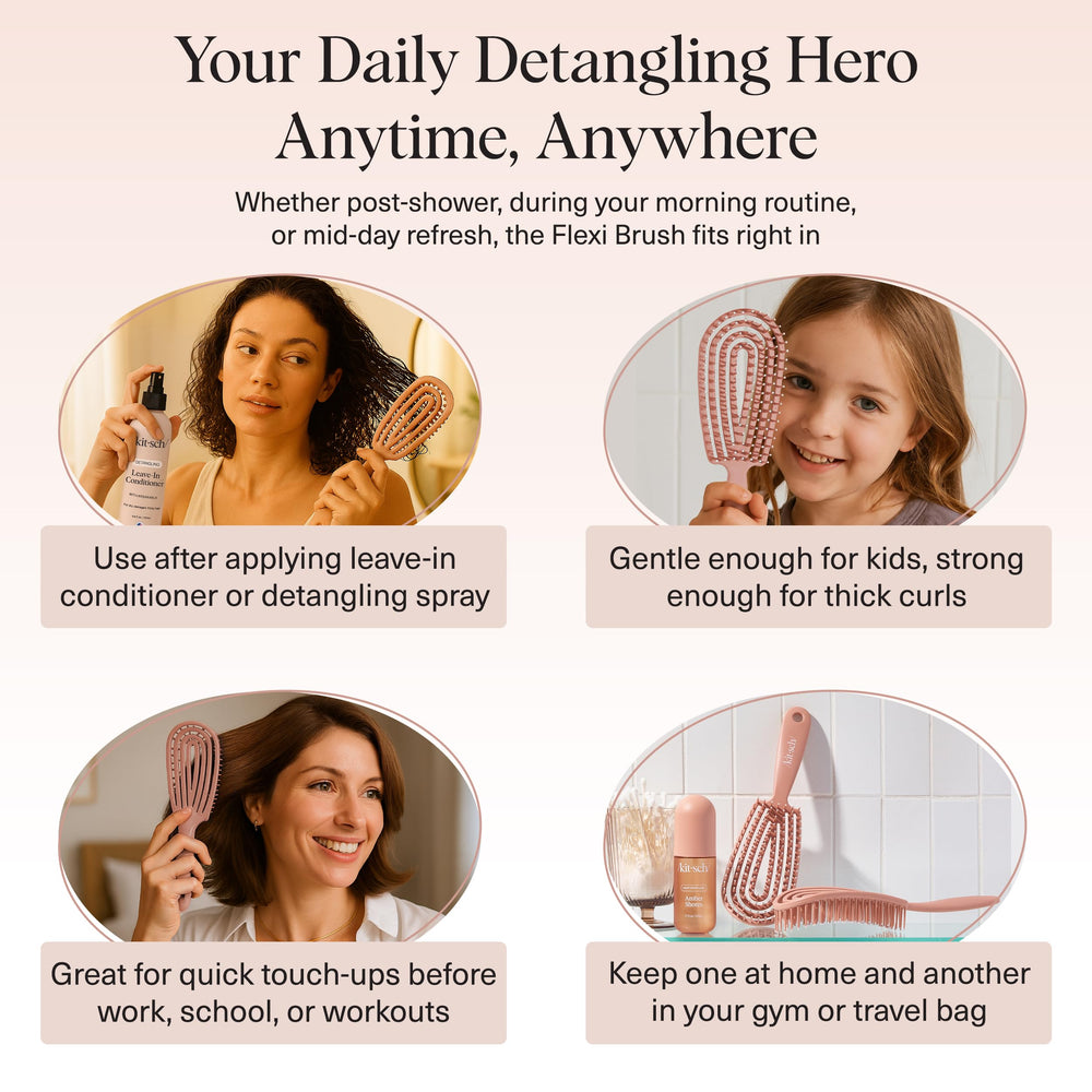 Kitsch detangler works on wet or dry hair with smooth detangling.