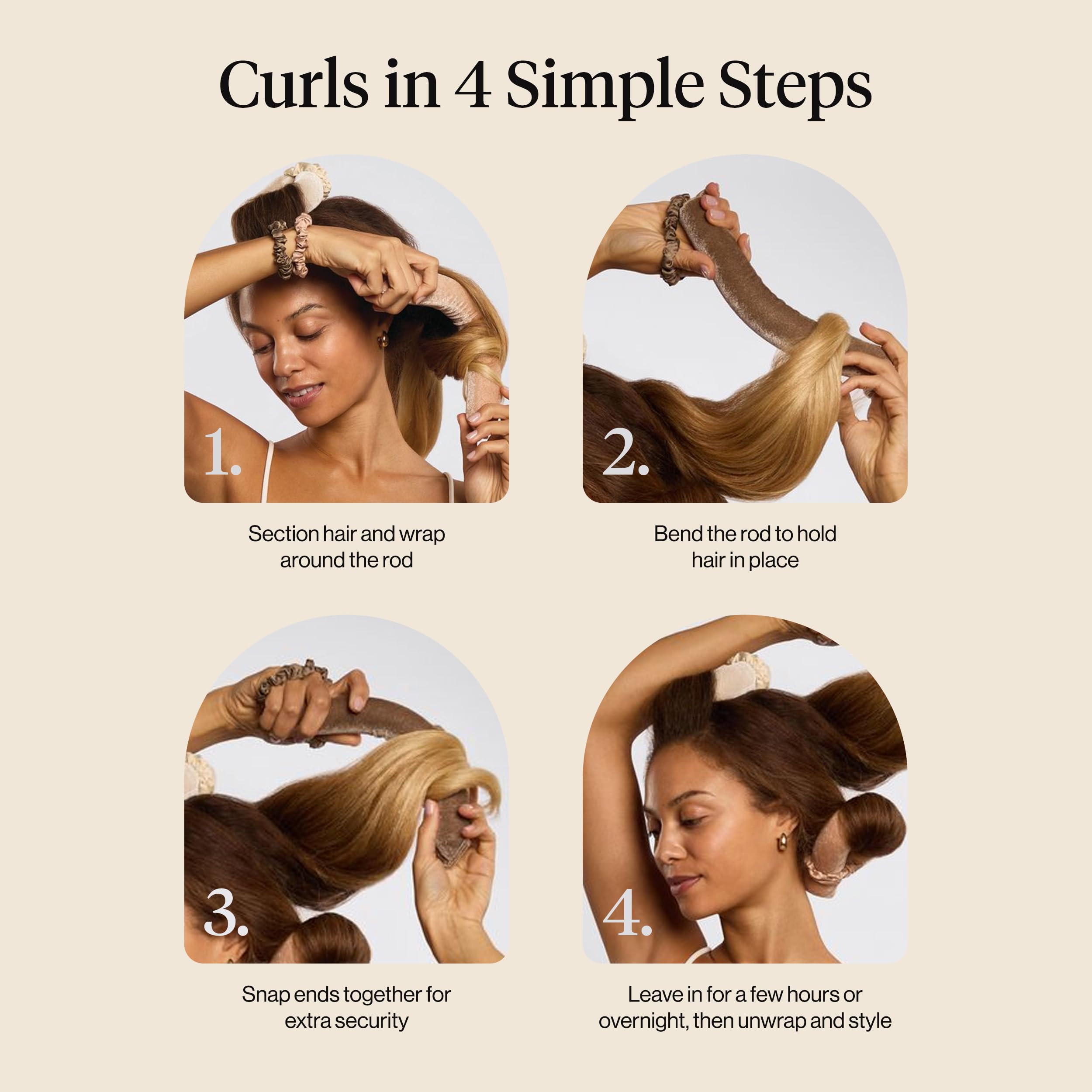 Velvet surface minimizes friction to reduce frizz and tangles.