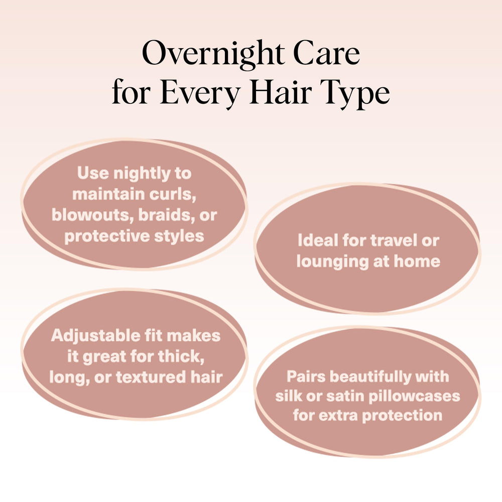Kitsch XL satin bonnet pairs with heatless curlers for overnight styling.