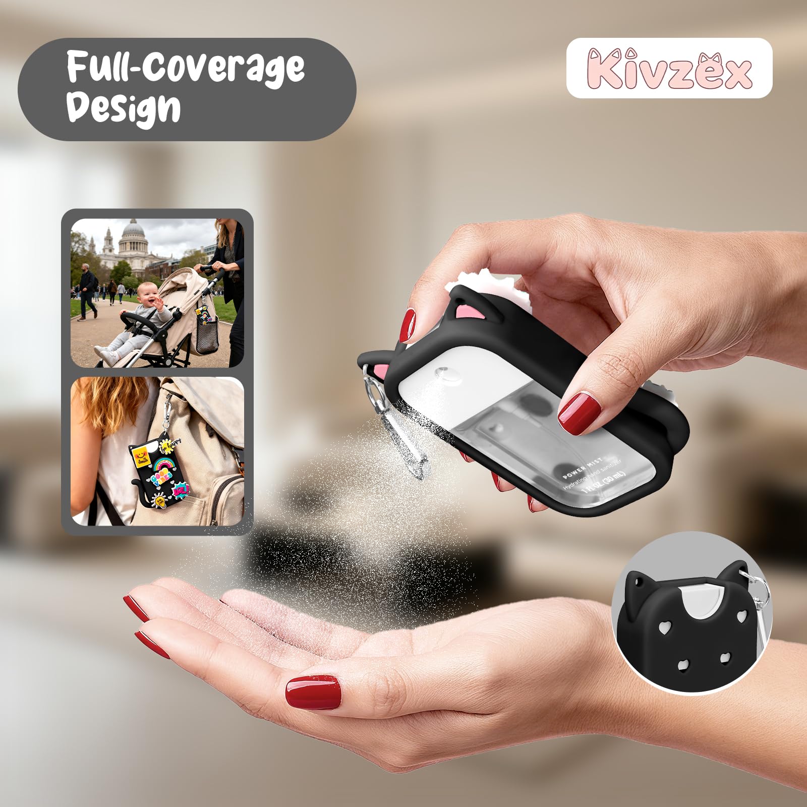 Kivzex cat silicone case with keychain attached for quick access