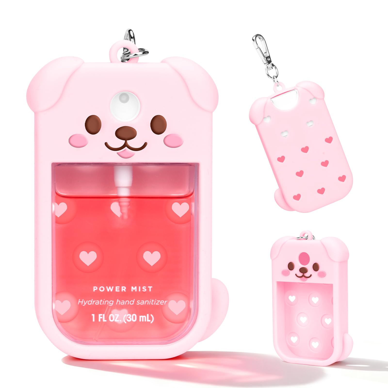 Kivzex dog silicone case in pink keeps Touchland 1oz spray secure on the go.