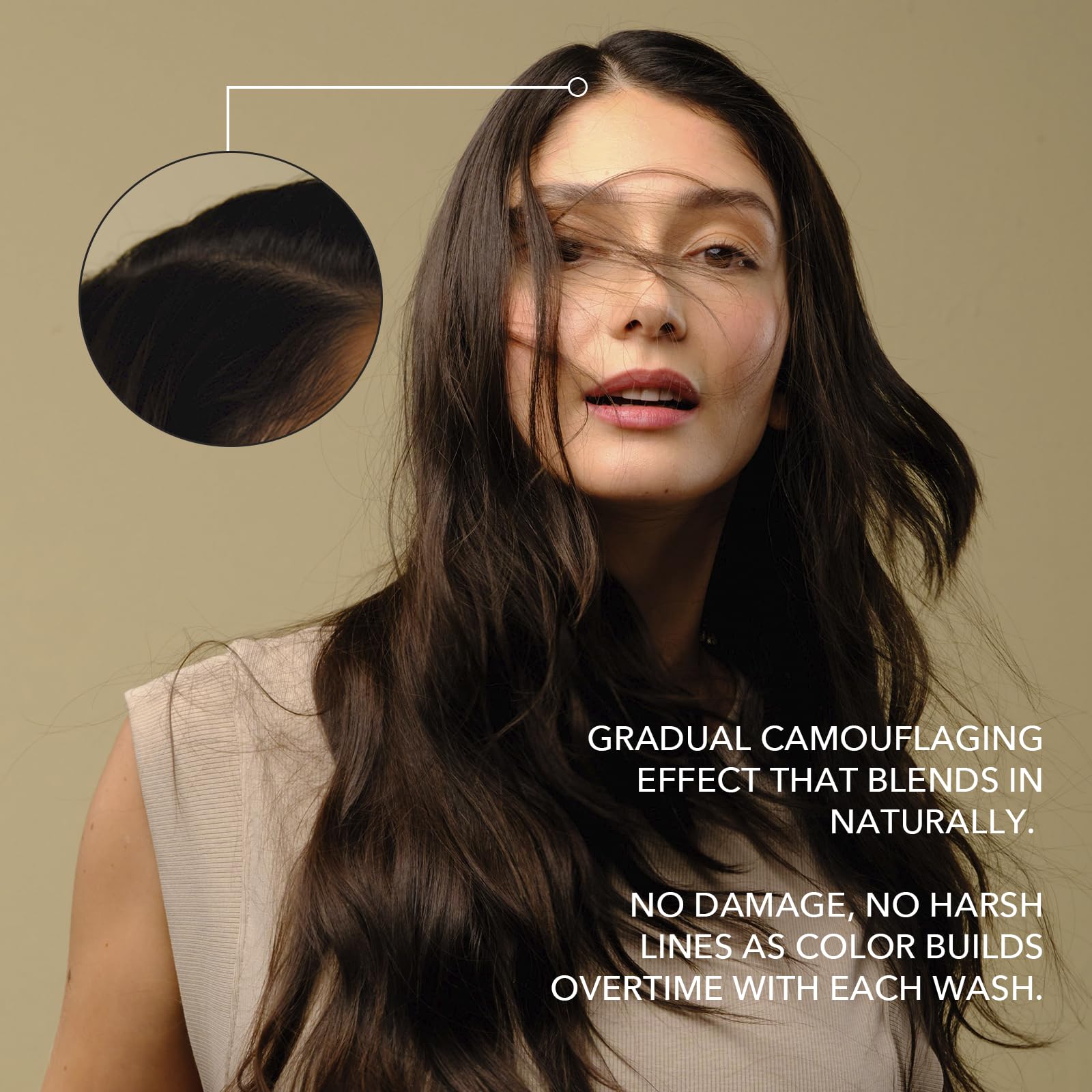 KIWABI Hair Color Shampoo color-deposit close-up shows even pigment
