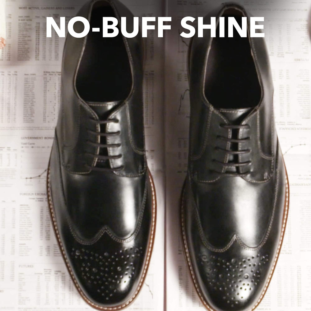 KIWI Instant Shine and Protect on leather shoes eases maintenance for a near-new appearance.