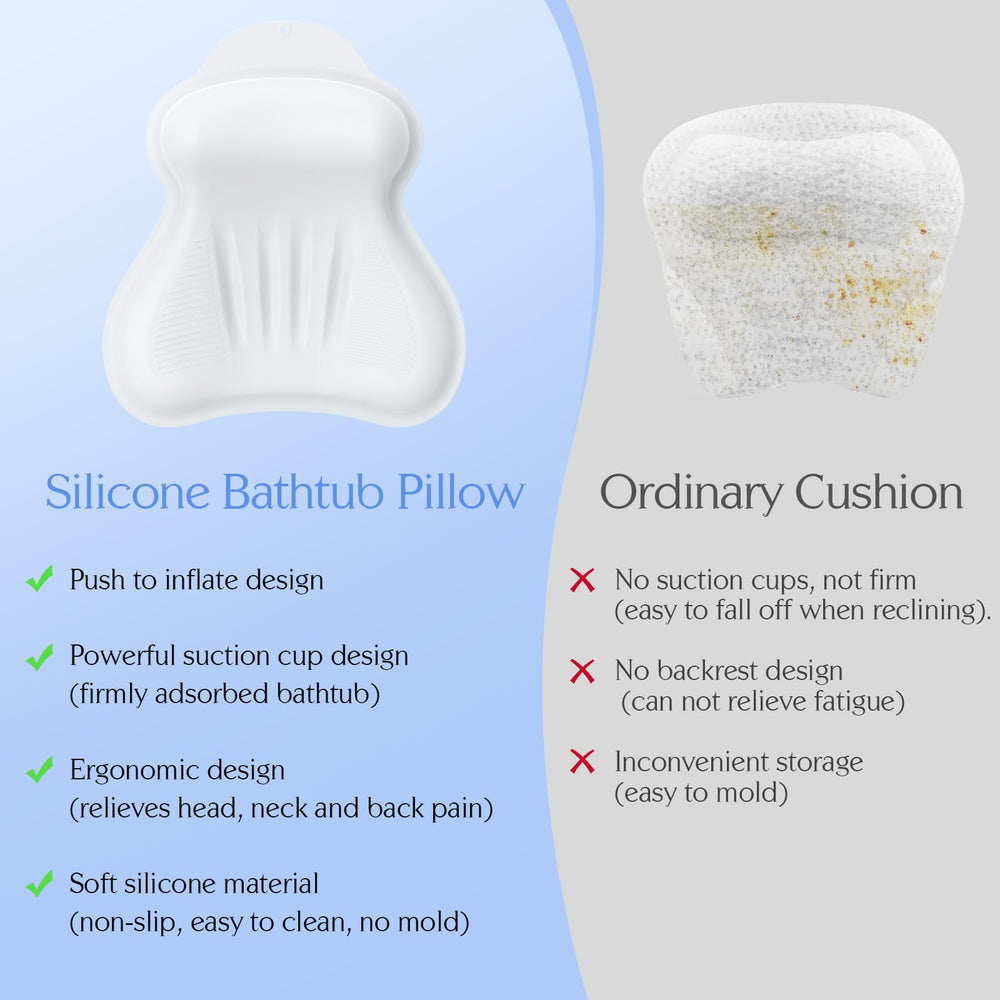 Kixcvdm bath pillow rinsed under faucet and hung to dry for easy maintenance