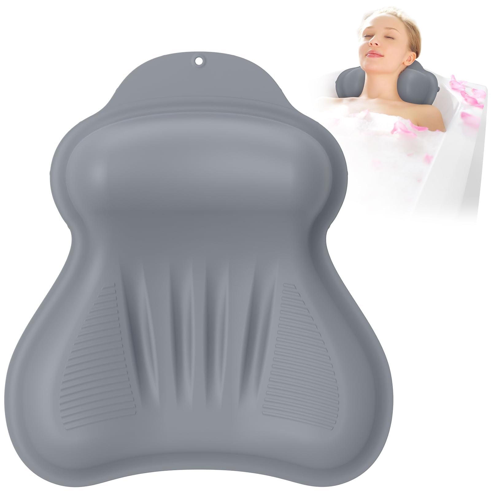 kixcvdm silicone bath pillow with 4d airbag for customizable head support