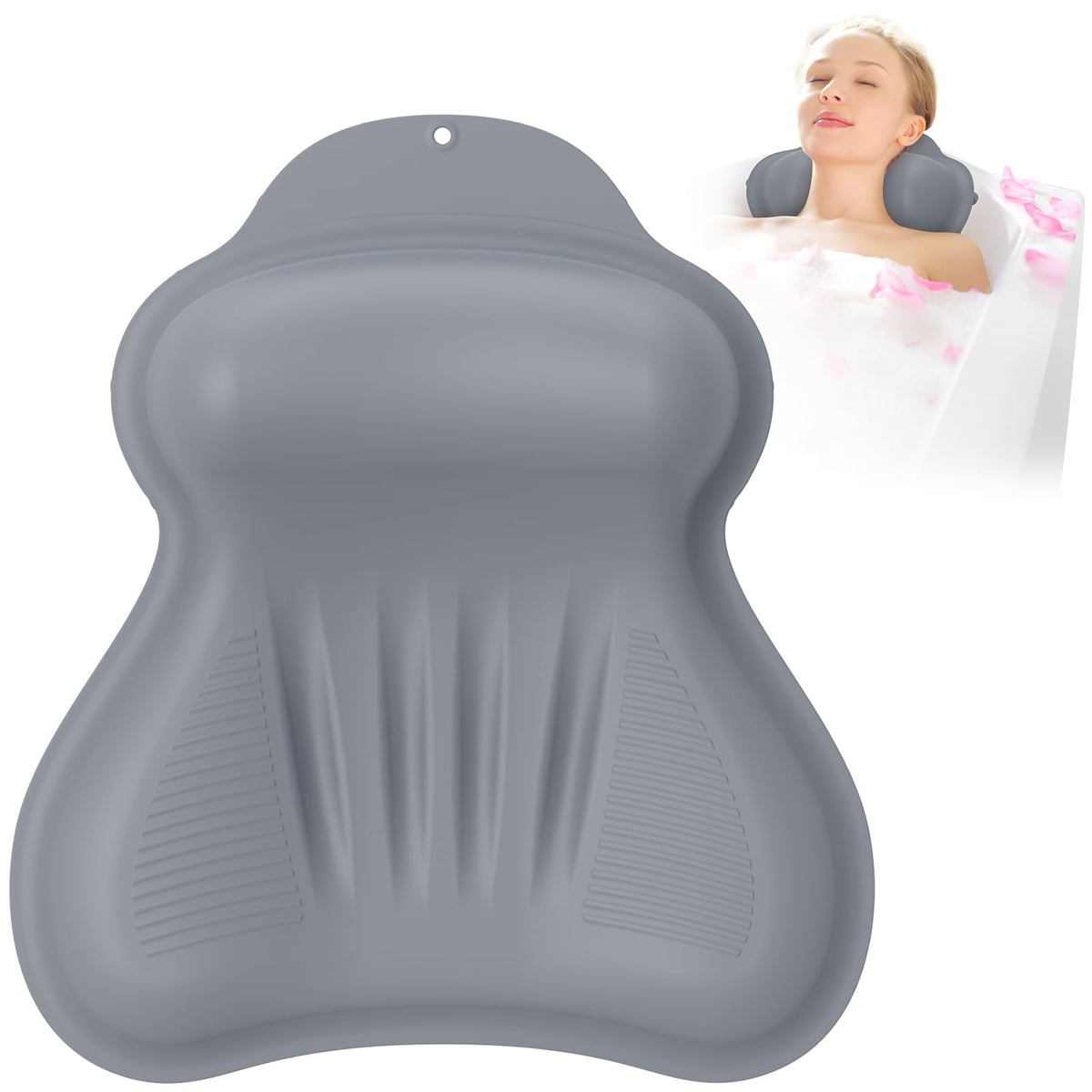 kixcvdm silicone bath pillow with 4d airbag for customizable head support