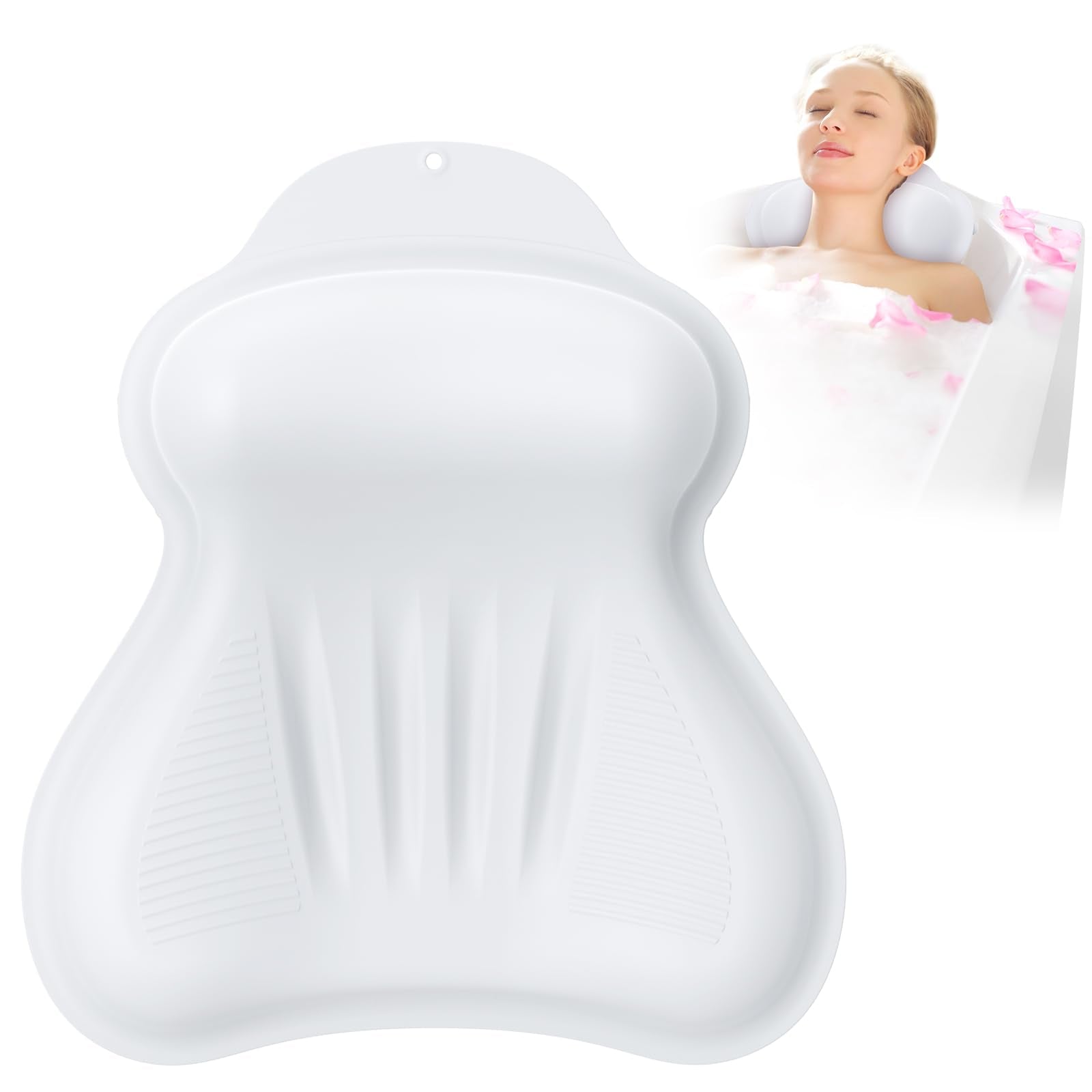 Kixcvdm silicone bath pillow with original airbag showing adjustable head support for a relaxing soak