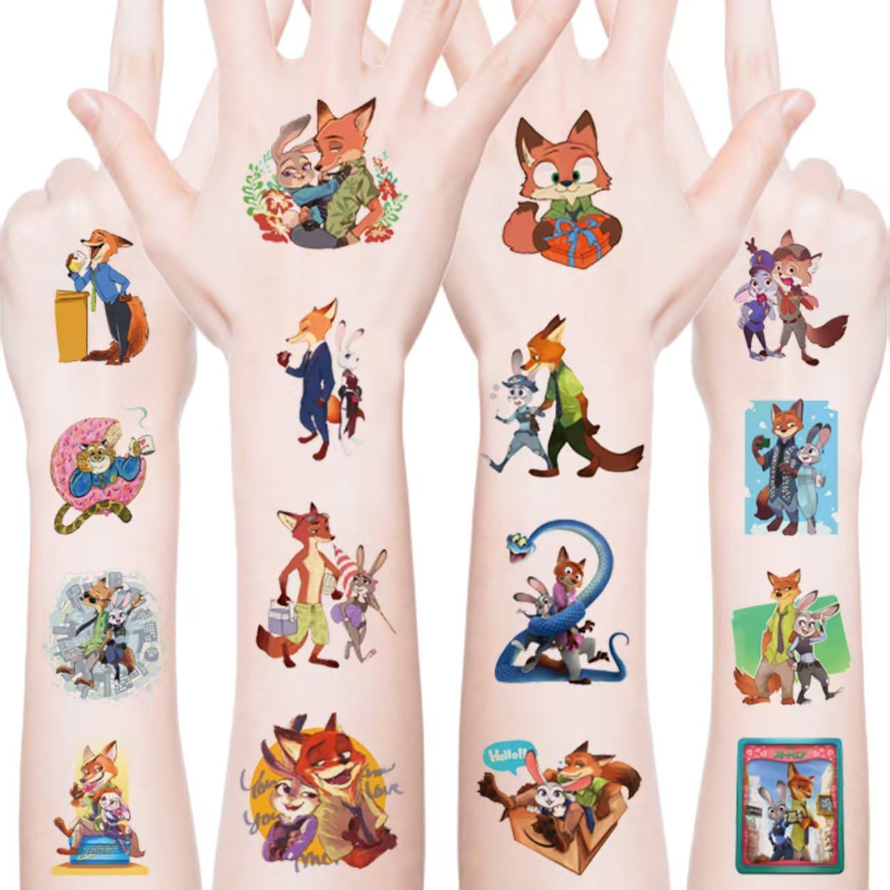  KKOND Zootopia2 tattoo assortment for a themed party.