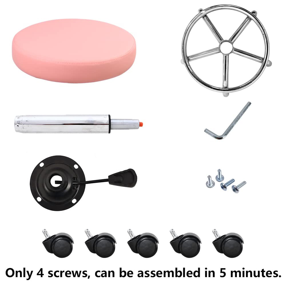 KKTONER PU leather round stool pink detail finish highlights durable surface