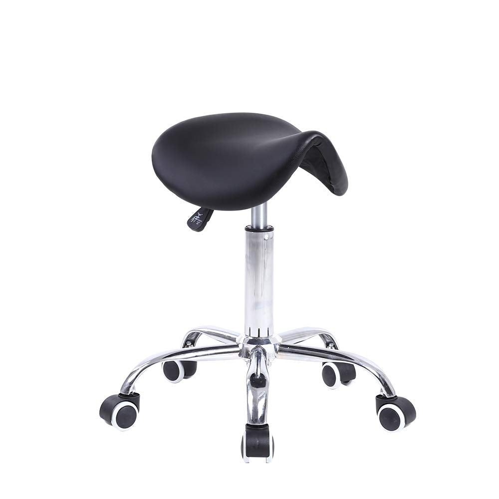 KKTONER rolling saddle stool with PU leather seat offers durable comfort for long sessions
