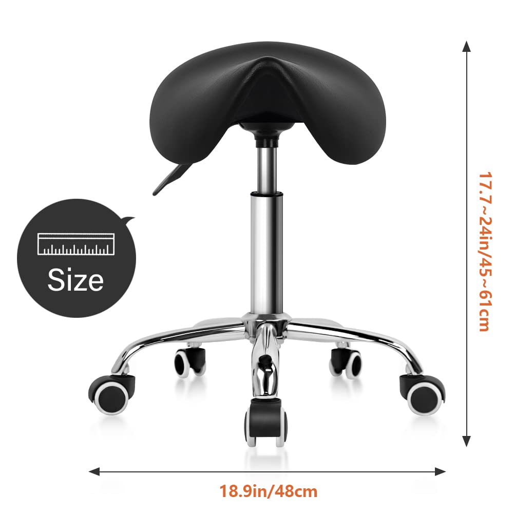 KKTONER rolling stool on five wheels for smooth movement across hard floors
