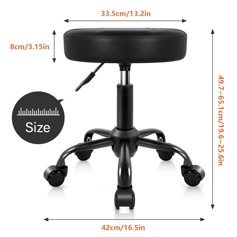 KKTONER rolling stool chair with 360-degree wheels for smooth movement