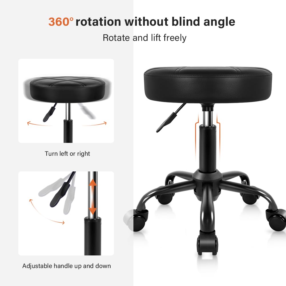 KKTONER rolling stool chair durable base providing stable support