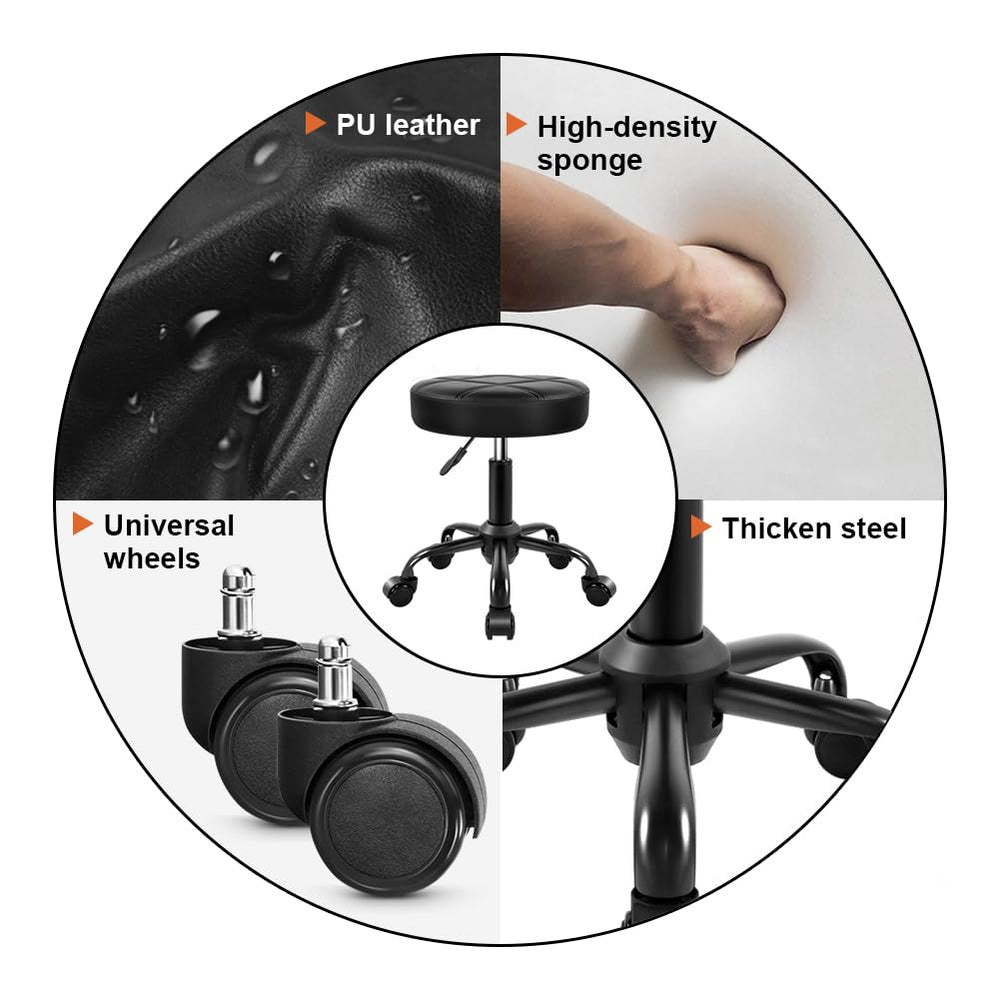 KKTONER rolling stool chair versatile for salon, spa, tattoo, and home use