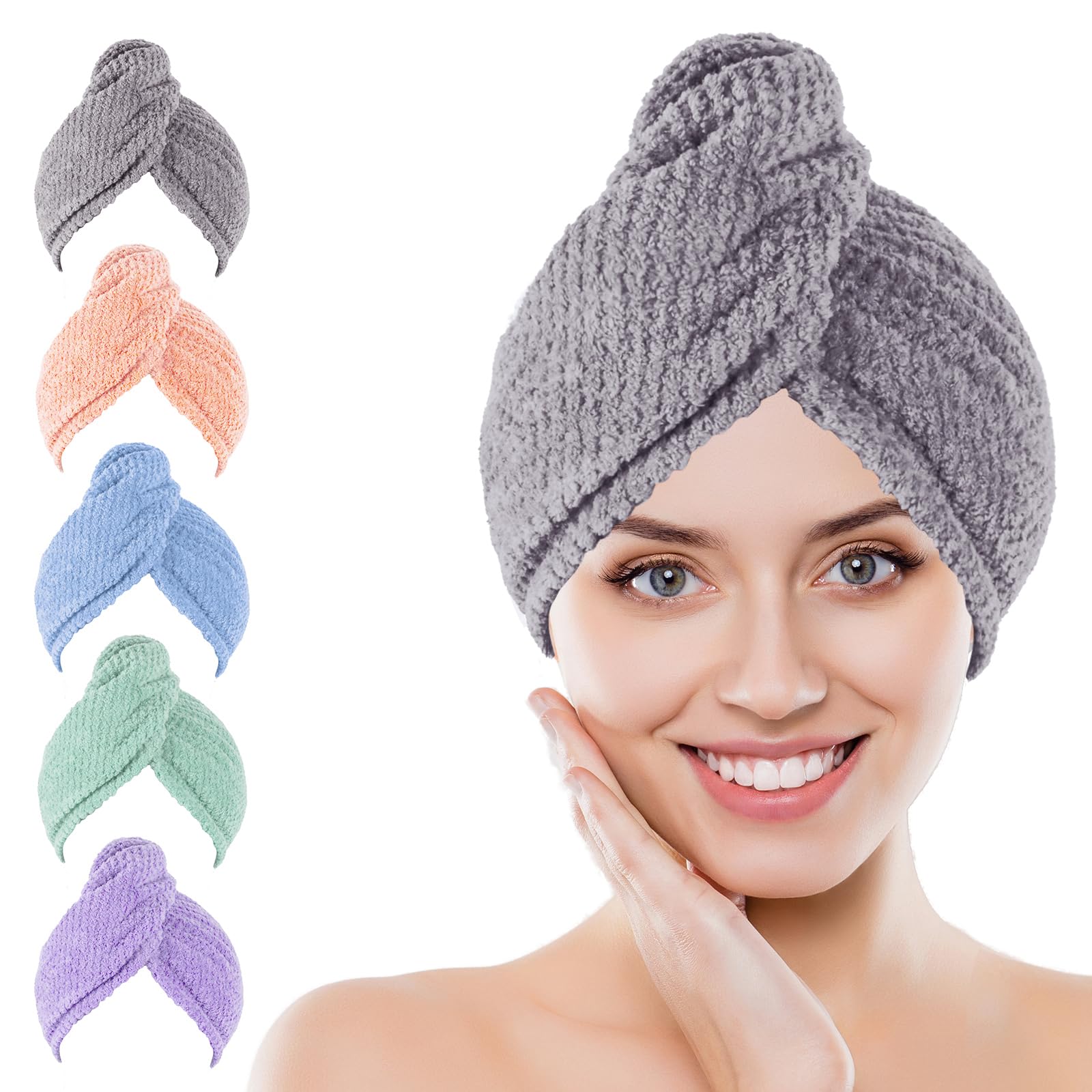 Kldnkig toalla de microfibra para secado rápido del cabello, suave y absorbente