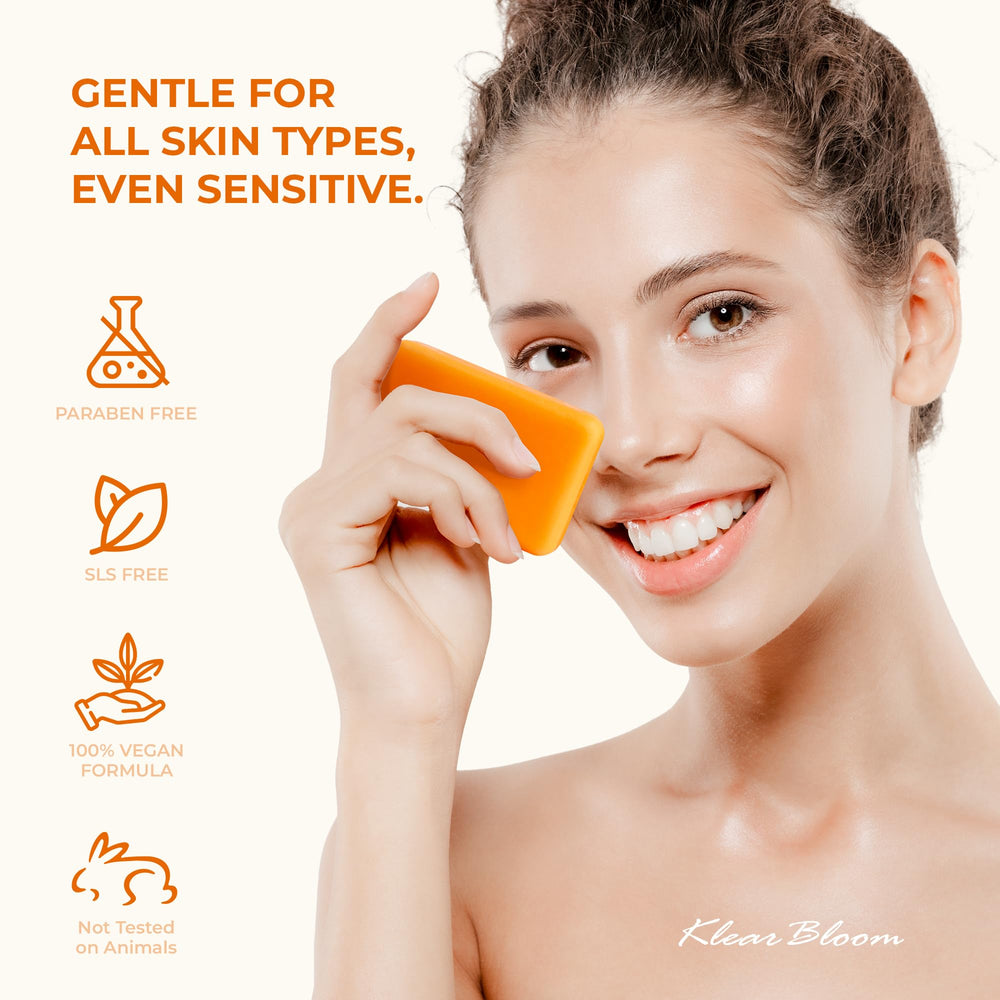 KlearBloom Kojic Turmeric soap bar in bathroom setup for daily routine