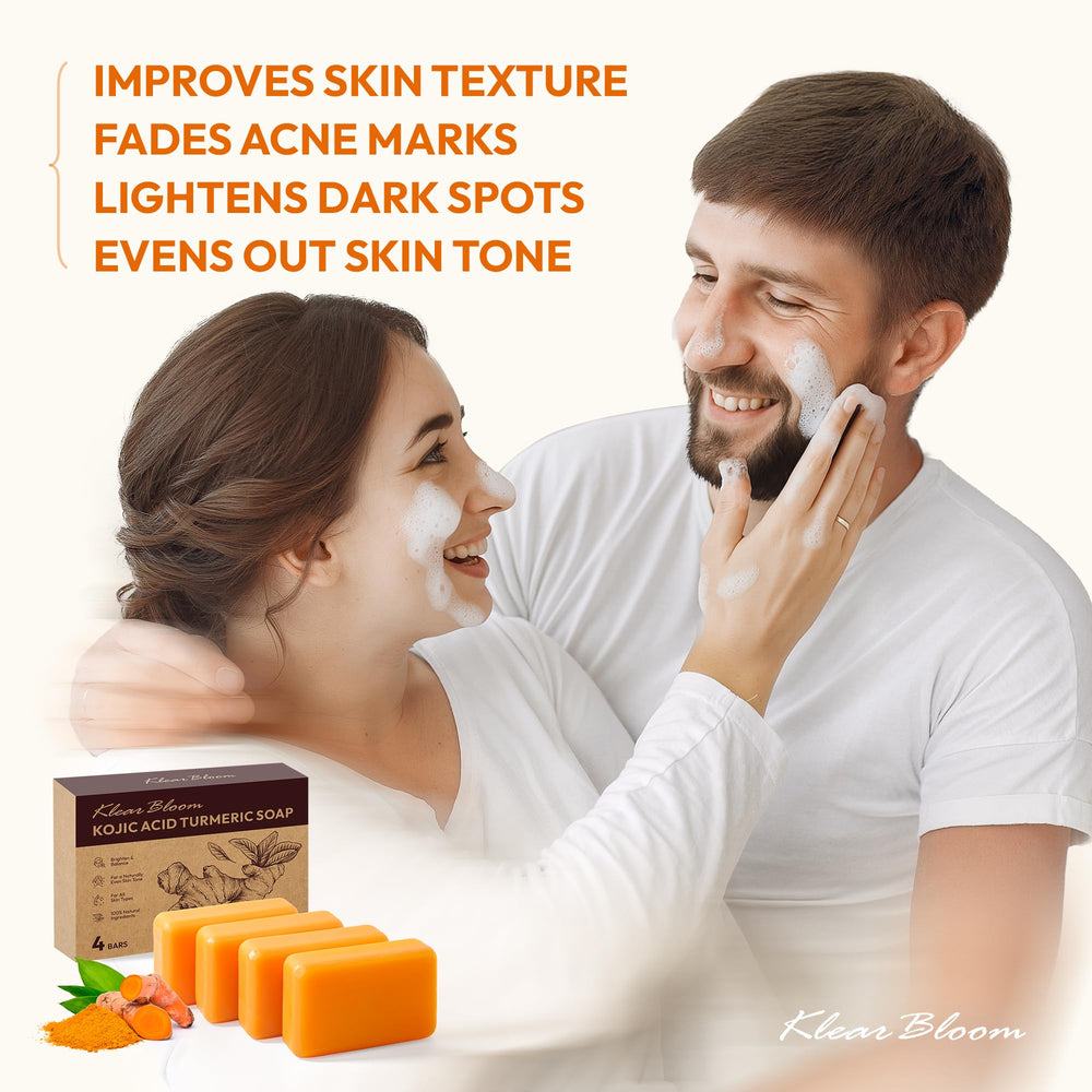 KlearBloom Kojic Turmeric soap bar closeup highlighting turmeric color and radiance