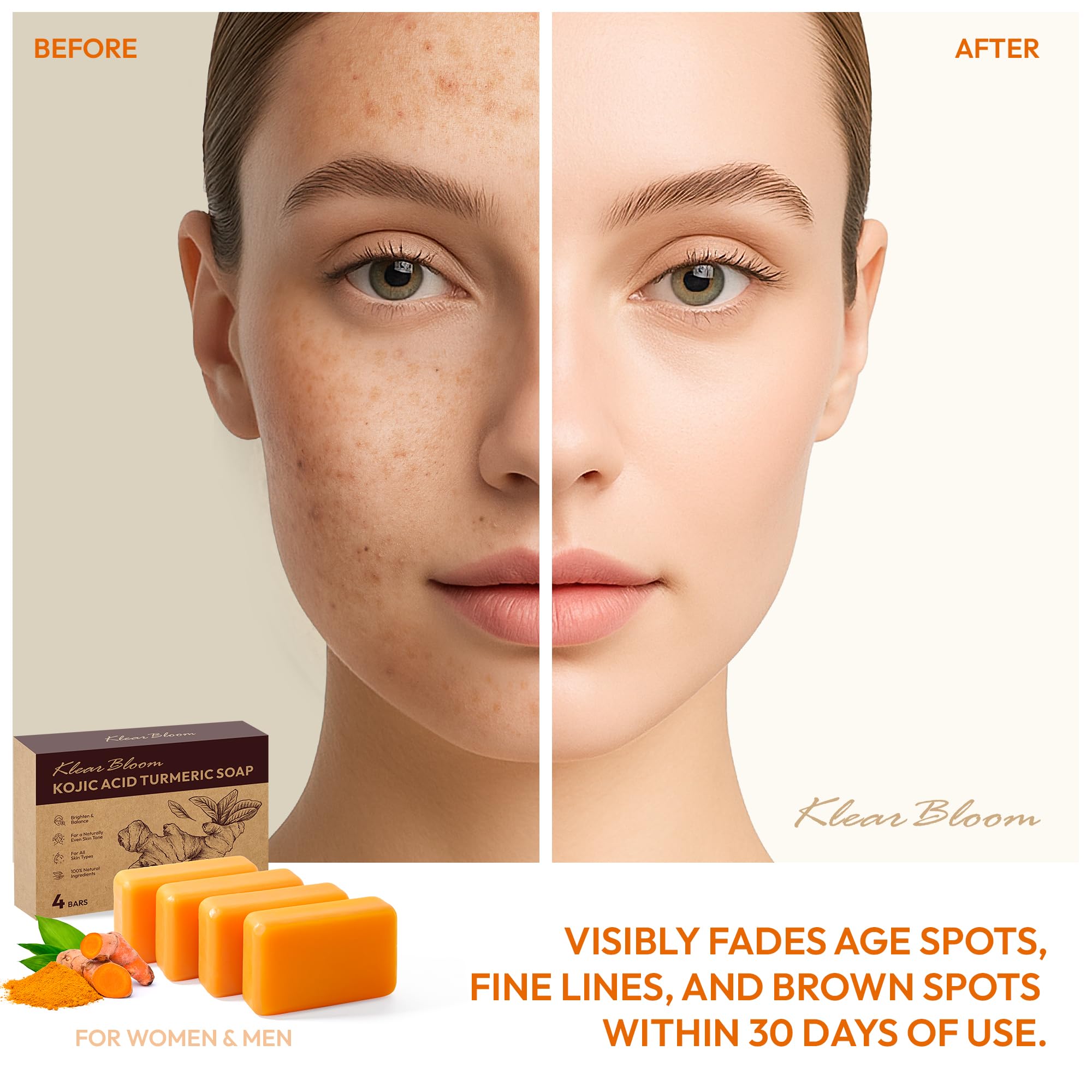 KlearBloom Kojic Turmeric soap bar lather demonstrating cleansing and hydration