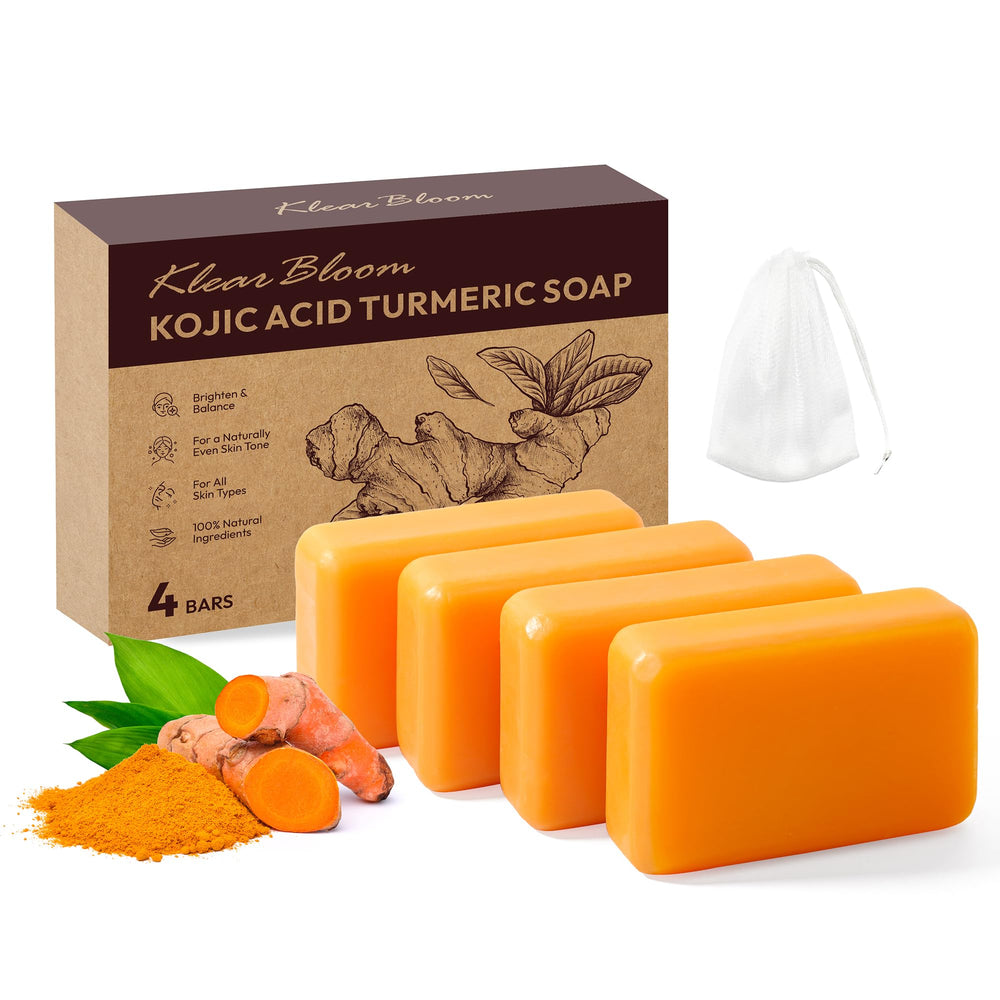 KlearBloom Kojic Turmeric soap bar packaging displaying brightening potential