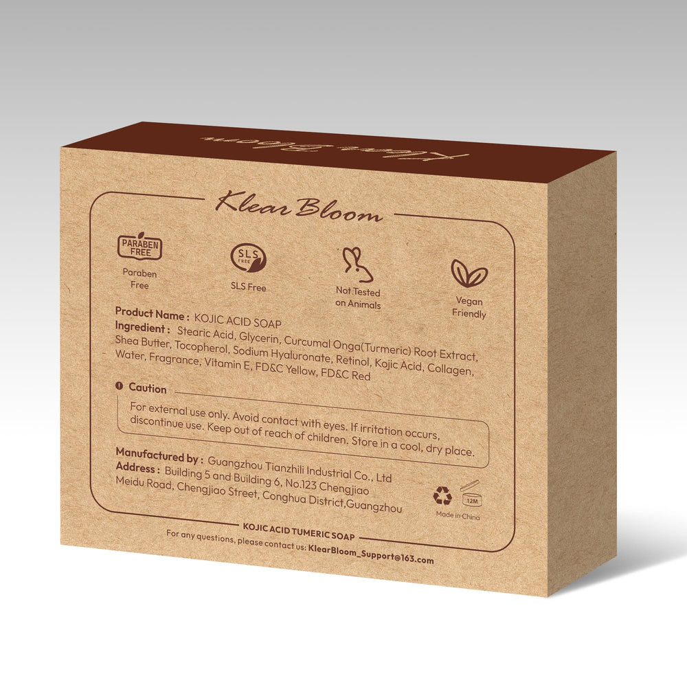 KlearBloom Kojic Turmeric Soap natural ingredients focus for radiant skin care.