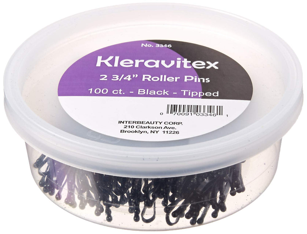 Kleravitex black jumbo bobby pin with flat tip for secure hold on rollers