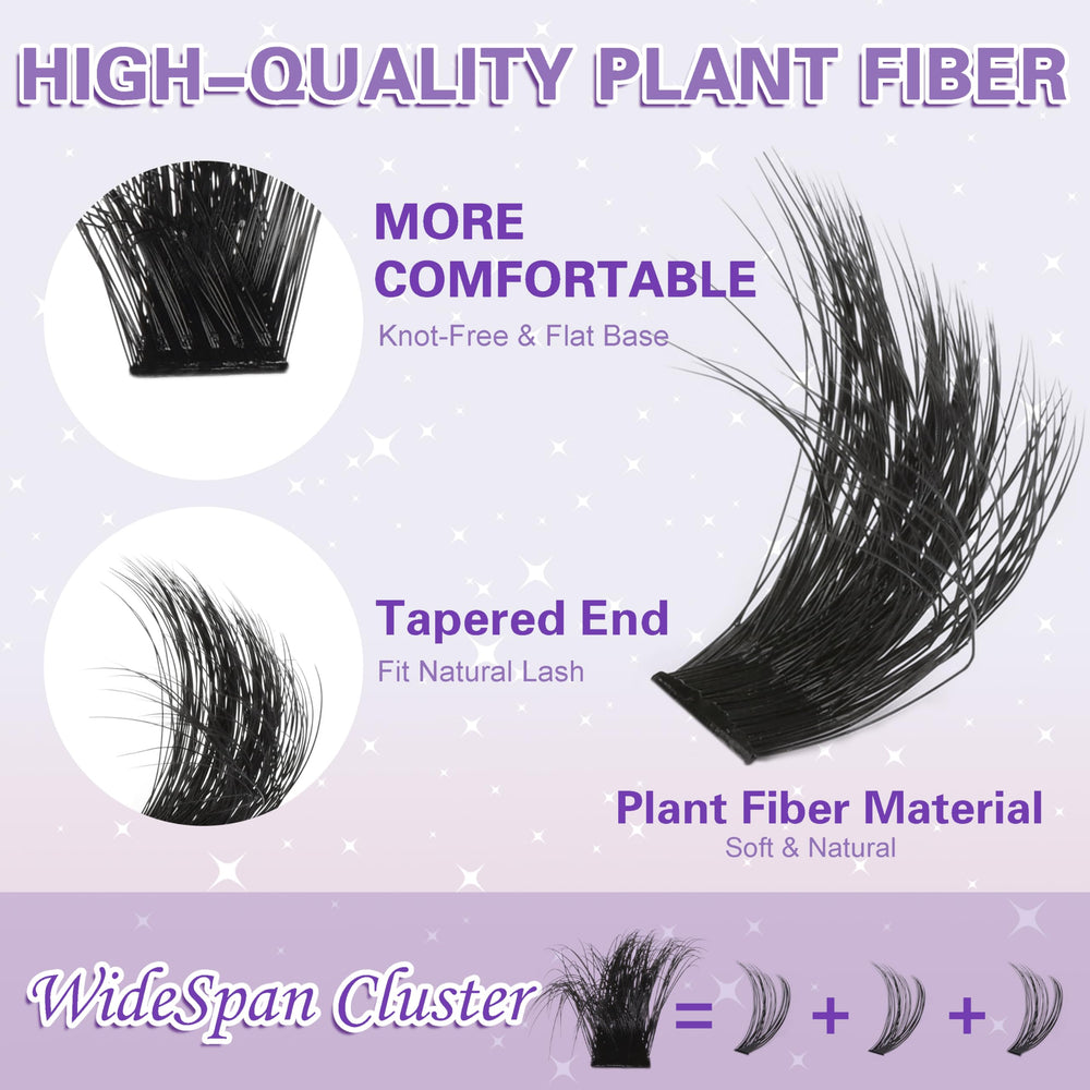 KLHYIT 200D lash clusters close-up highlighting soft vegan plant fibers
