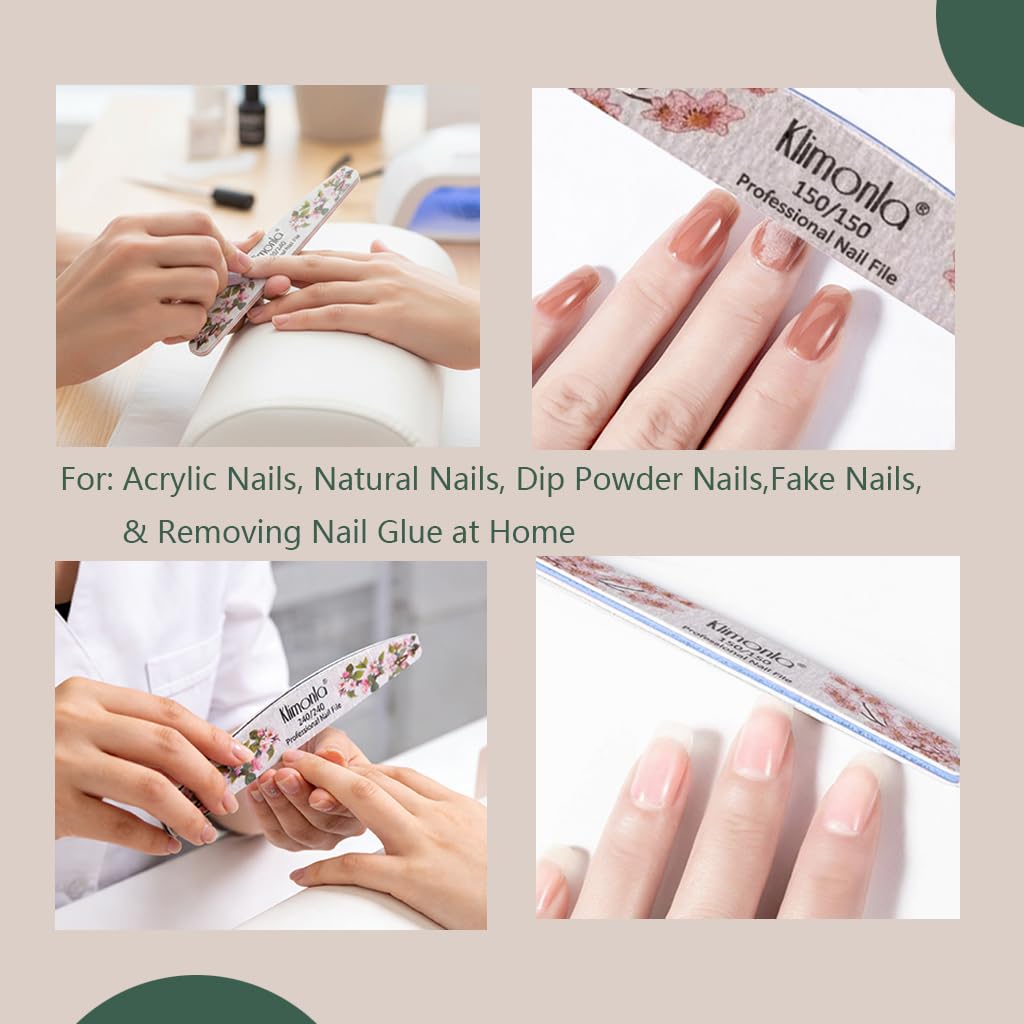 Klimonla double-sided emery boards with floral pattern and ergonomic grip
