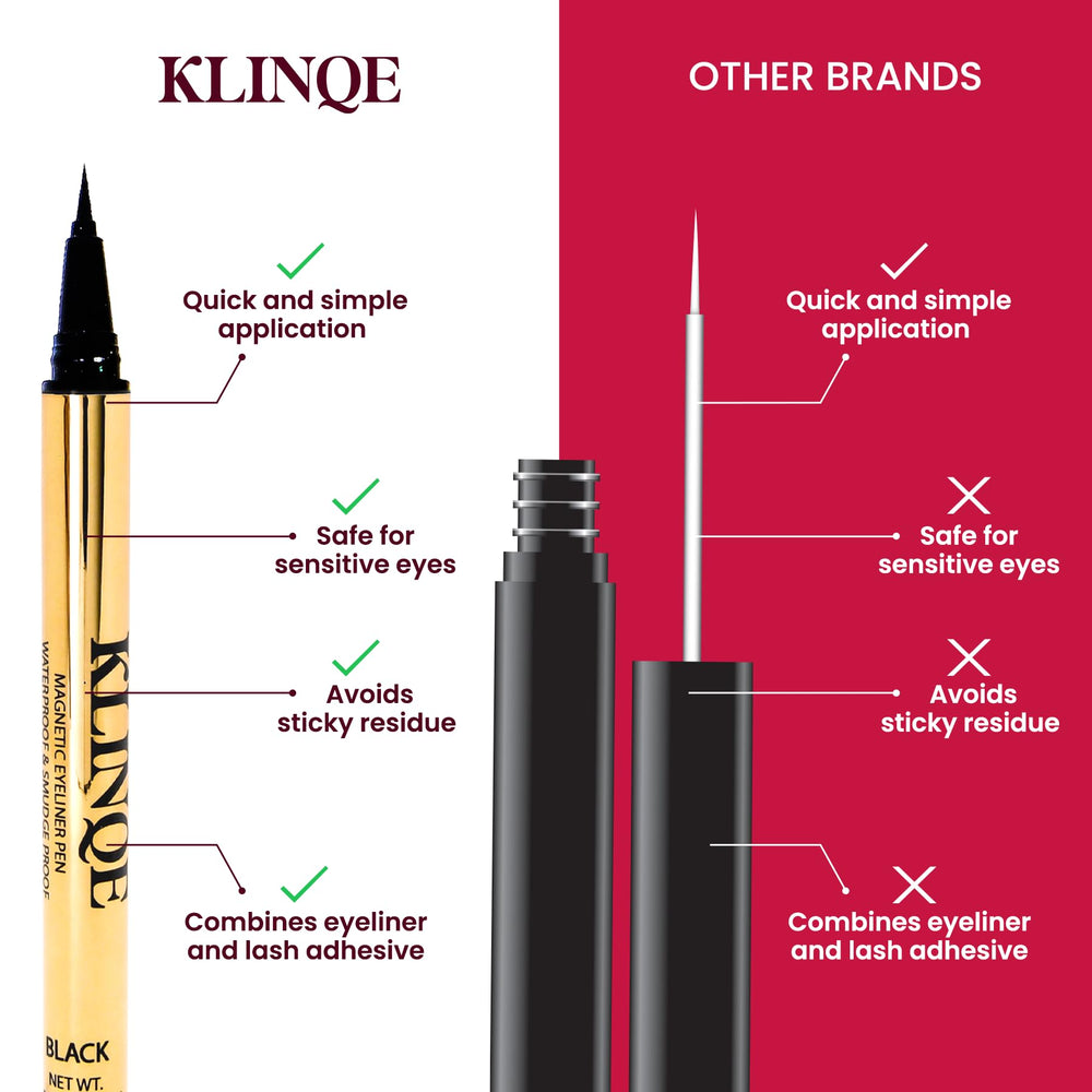 KLINQE Magnetic Liner with lashes enables effortless magnetic eye looks.