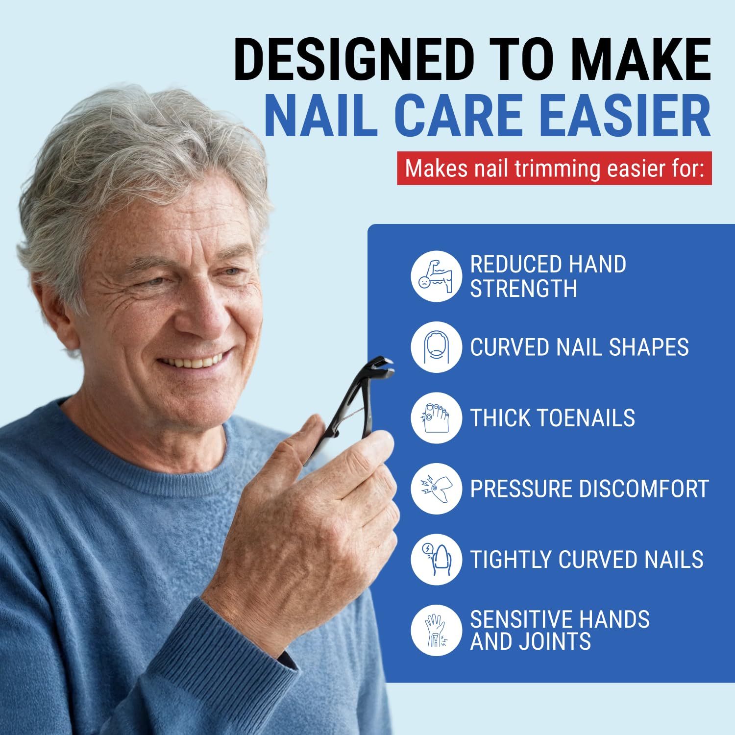 KLIPP Toenail Clippers senior-friendly design supports independent nail care at home.