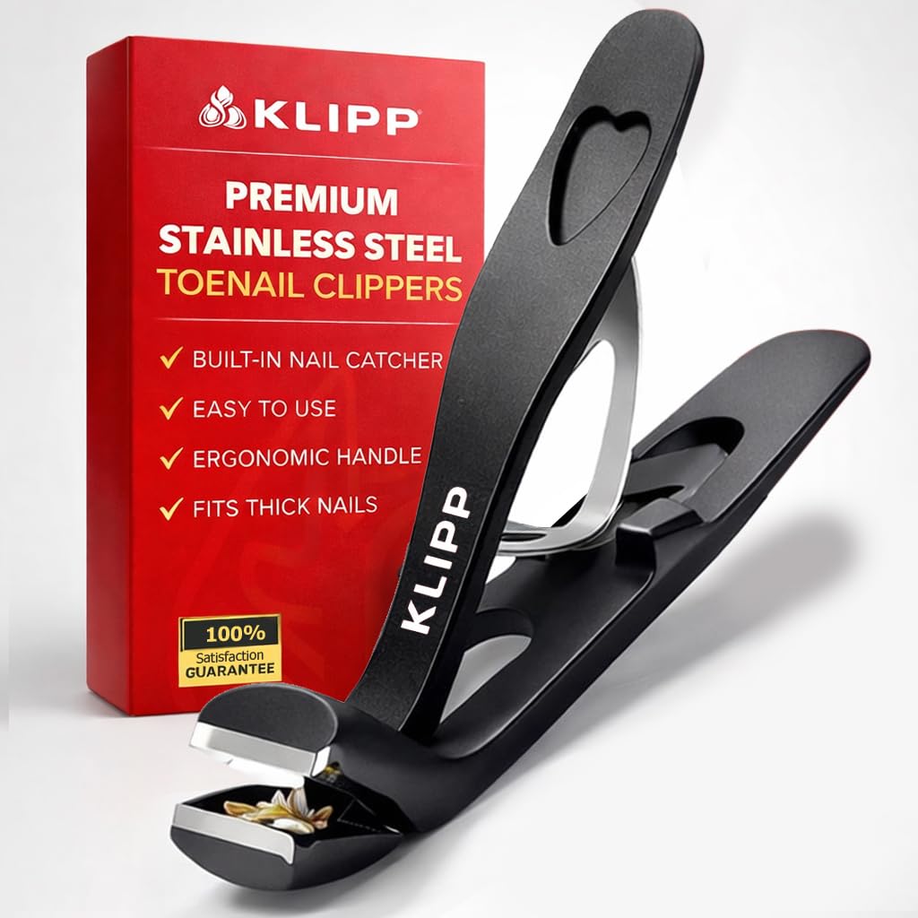 KLIPP Toenail Clippers with wide jaw for thick nails enabling easier trims.