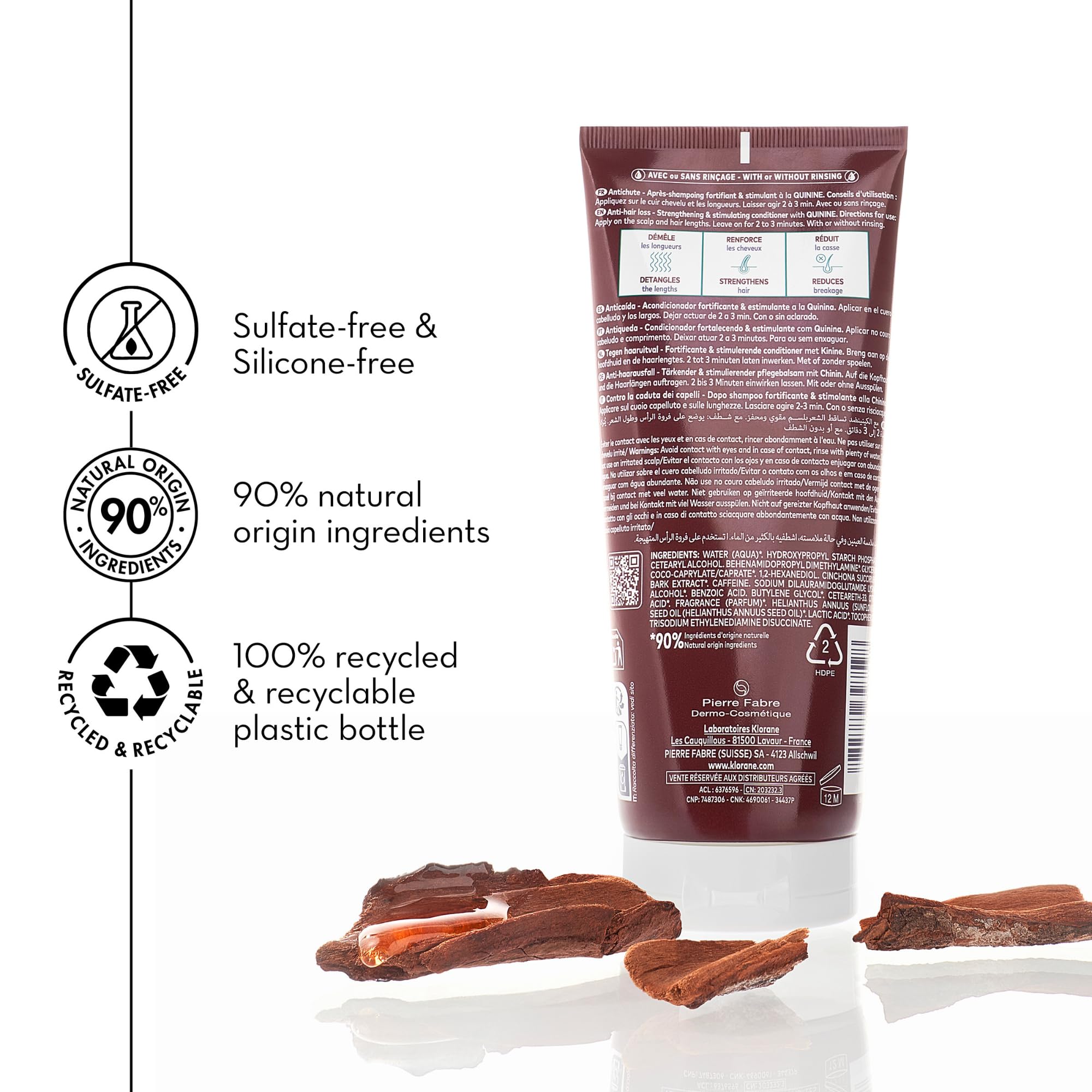 Klorane conditioner detangles wet hair for smoother styling.