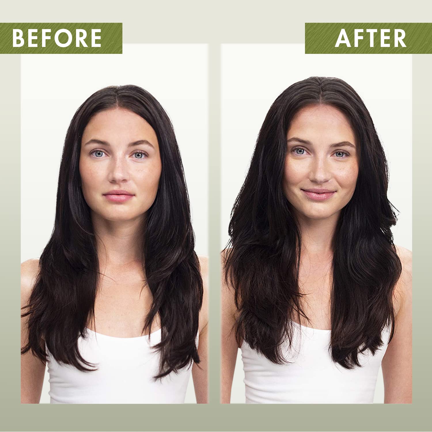 Klorane Oat Milk dry shampoo application showing powder blending into hair.