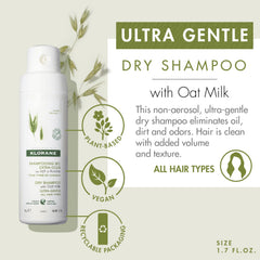 Klorane Dry Shampoo Oat Milk ultra-fine powder blends invisibly for texture and volume.