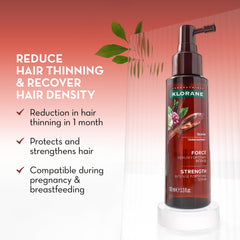 Klorane Intense Strengthening Serum bottle pump demonstrates controlled, easy application.