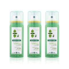 Klorane Nettle Dry Shampoo travel-size bundle front view for on-the-go refresh.