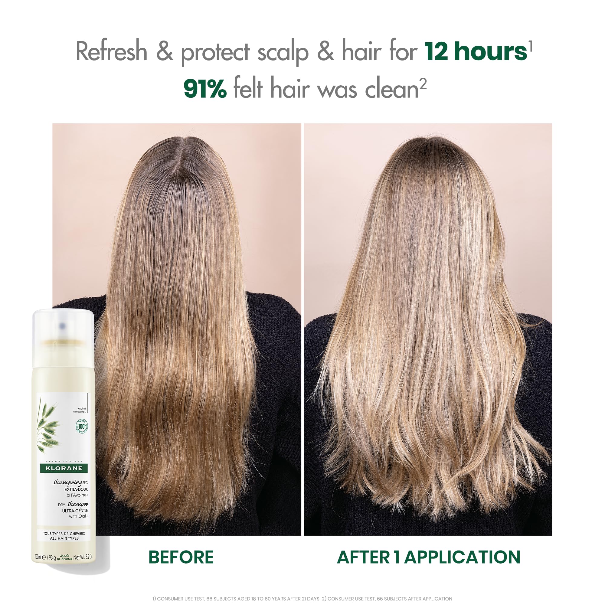 Klorane plant-based formula cares for scalp while refreshing style.