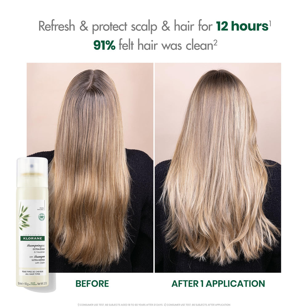 Klorane plant-based formula cares for scalp while refreshing style.