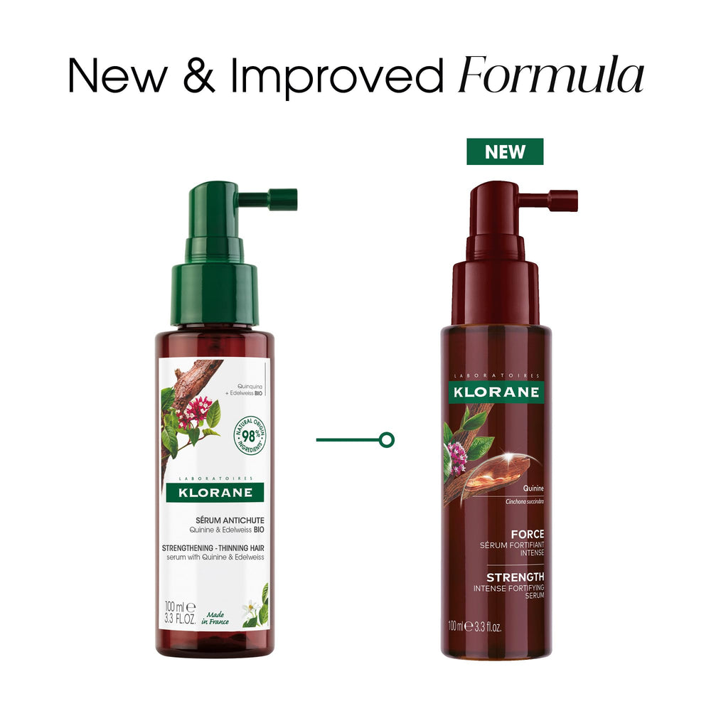 Klorane Intense Strengthening Serum closeup demonstrates non-greasy texture and fast absorption.