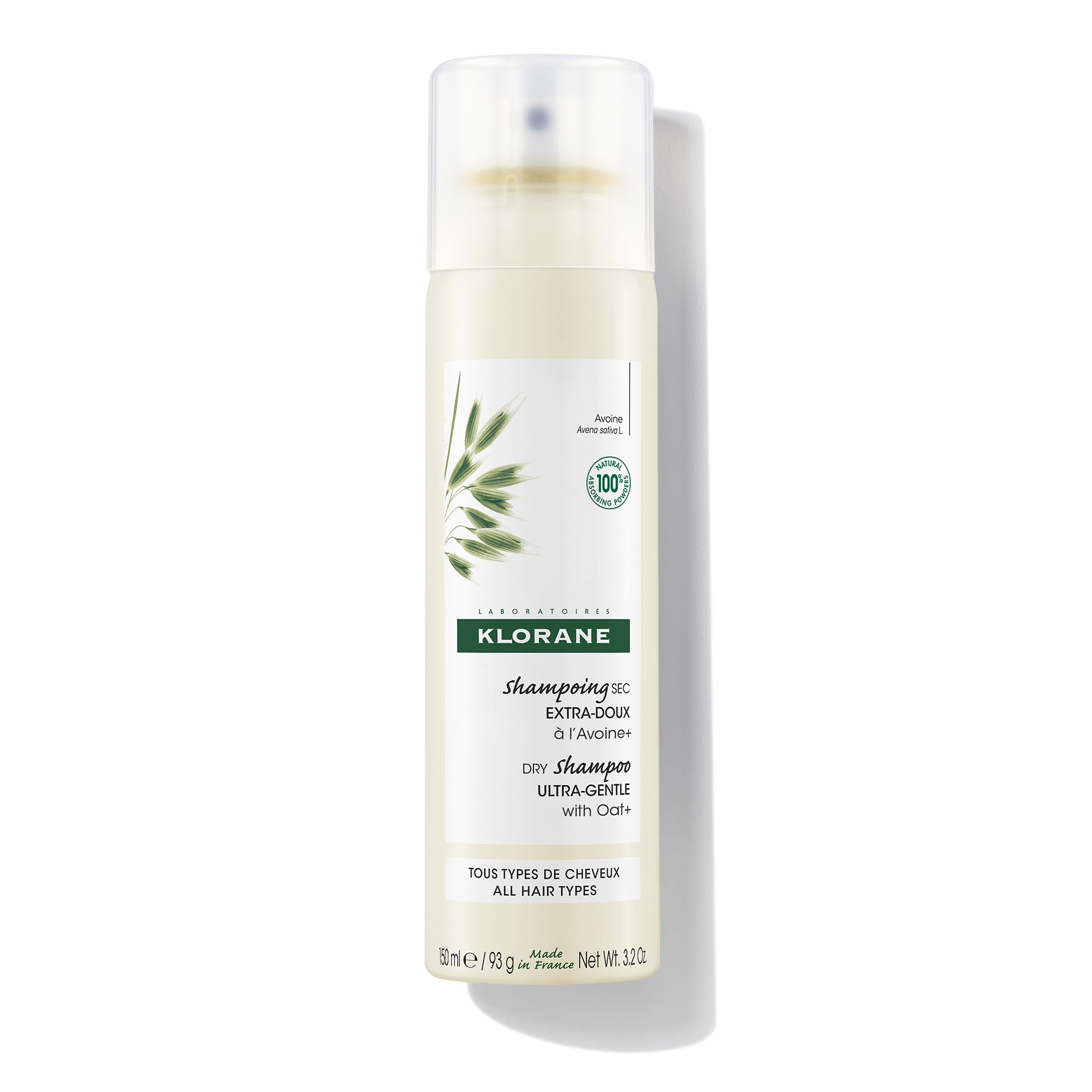 Klorane Ultra Gentle Dry Shampoo oat bottle for quick refresh between washes.