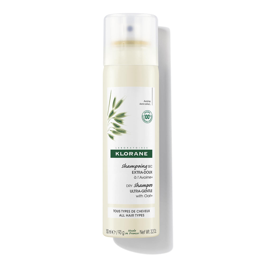 Klorane Ultra Gentle Dry Shampoo oat bottle for quick refresh between washes.