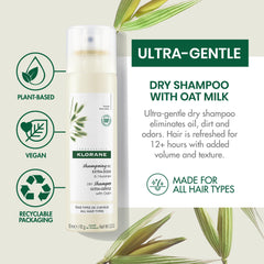 Klorane dry shampoo application to roots delivering instant volume and freshness.