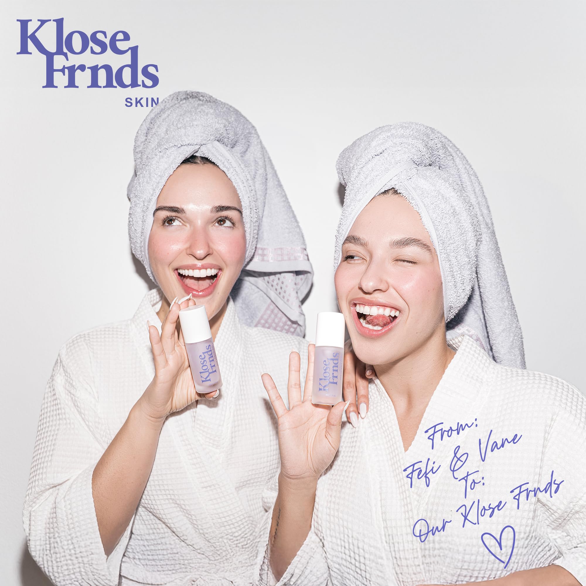 KLOSE FRNDS heritage ingredients graphic highlights niacinamide and rice extract.