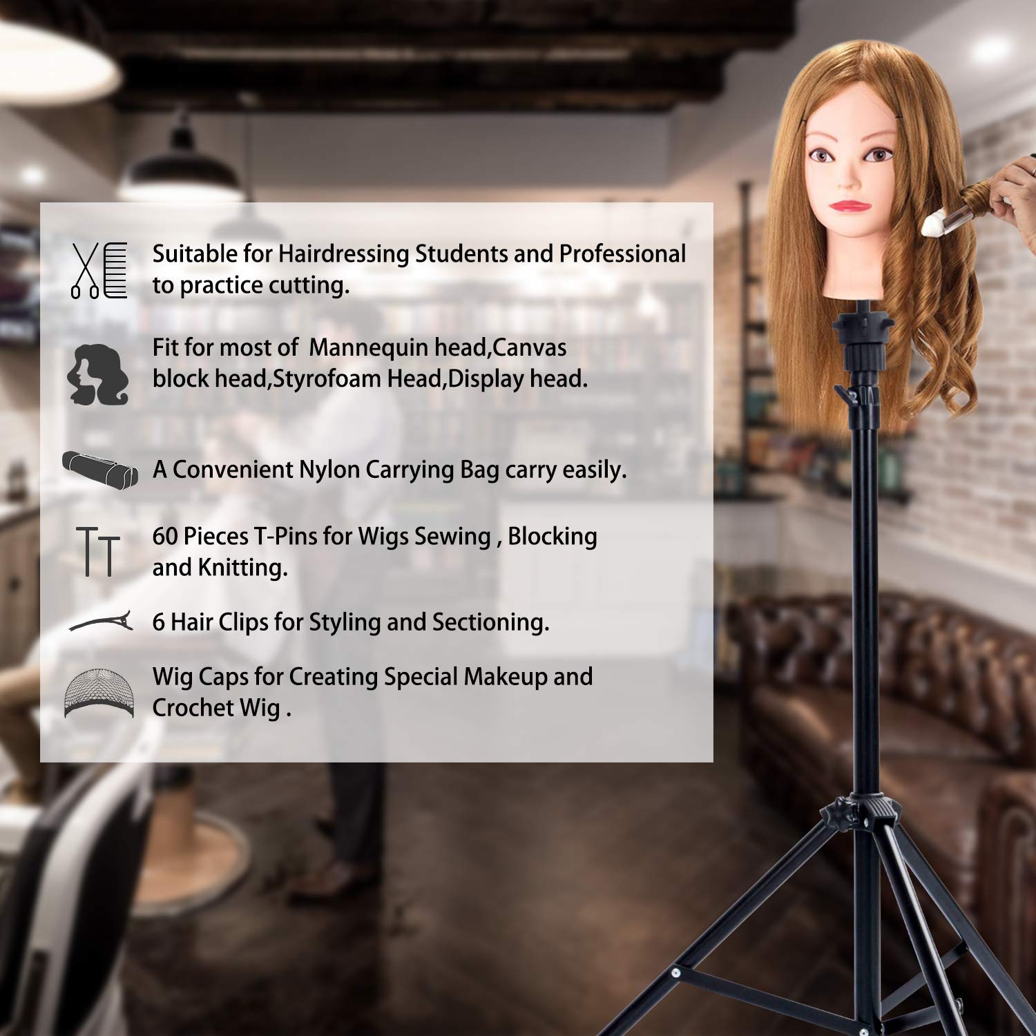 Klvied cosmetology training kit supports efficient wig practice.