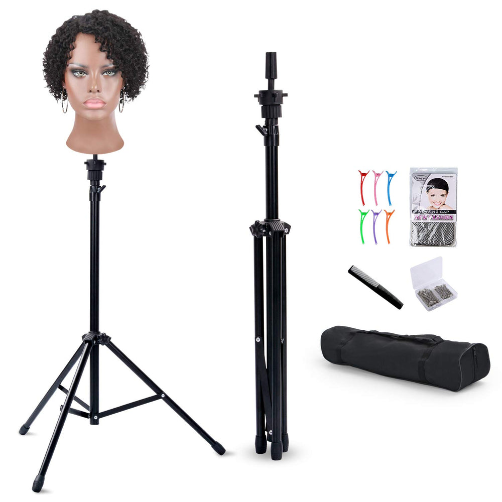 Klvied reinforced wig stand tripod for steady salon training sessions.