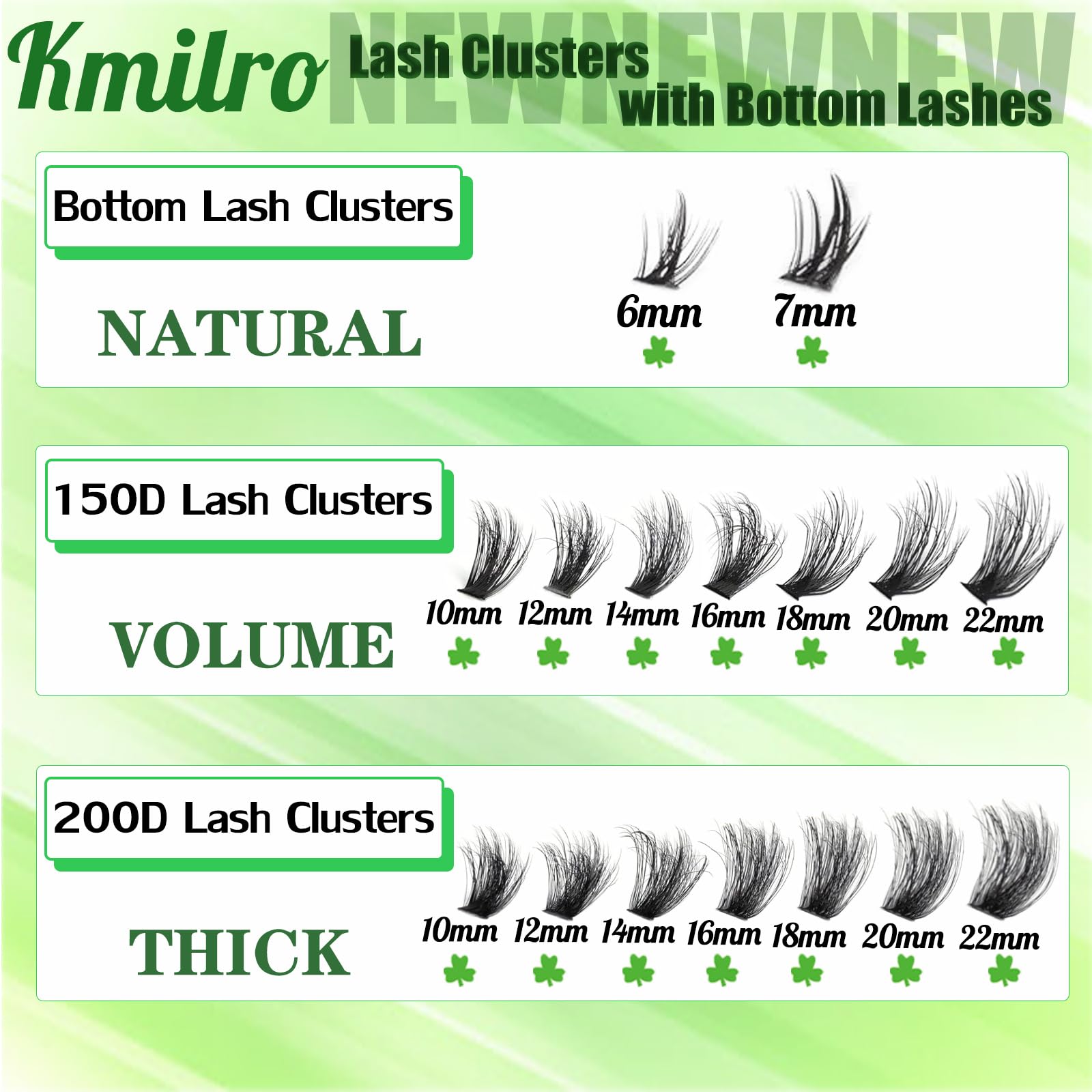Kmilro bottom lashes 5-7mm balance eye fringe with depth